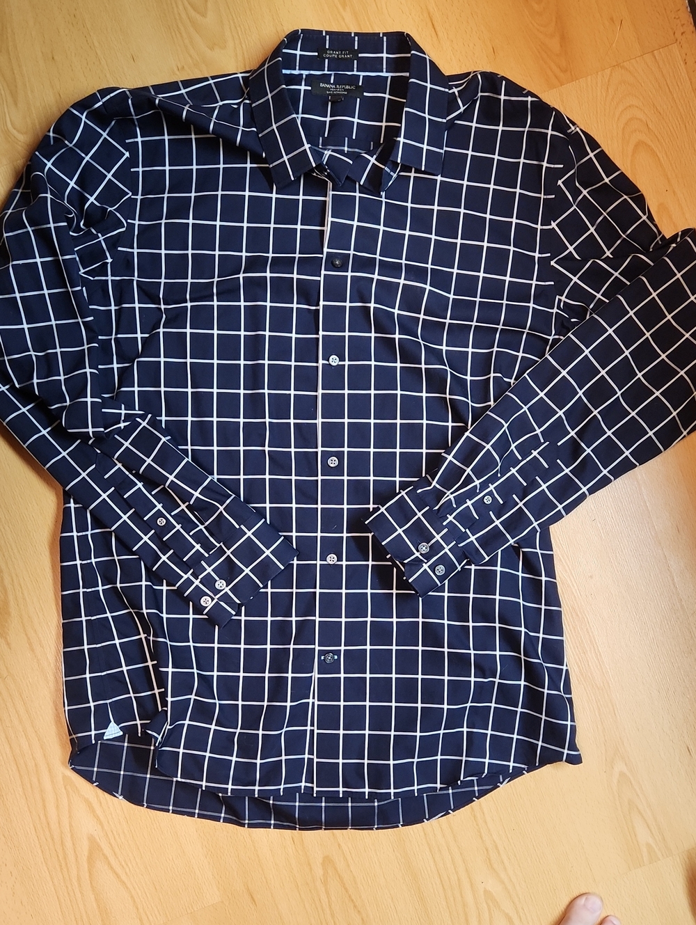 Banana Republic Men’s Navy Windowpane Dress Shirt